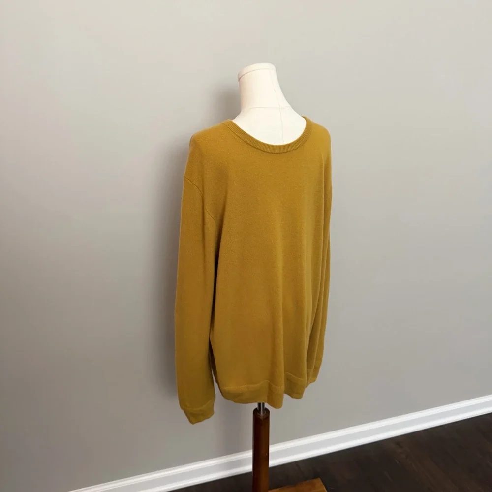J. Crew 100% Cashmere Sweater Crewneck Elevated Basic Soft Golden Mustard Yellow